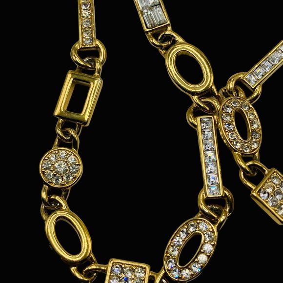 Ornate Vintage Kunio Matsumoto for Trifari Long Rhinestone Link Necklace - Picture 4 of 8